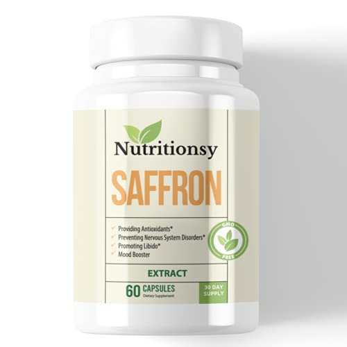 Nutritionsy Saffron Extract Capsules, 88.50 mg of Saffron Supplements for Eyes, Anti-Anxiety Pills, Supports Immune System, Provides Healthy Metabolism, Mood and Energy Booster - Nutritionsy