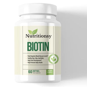 
                  
                    Nutritionsy Supplement Biotin 10 mg (10,000 mcg), Extra Strength, Energy Production,60 Veg Capsules ,Made in USA - Nutritionsy
                  
                