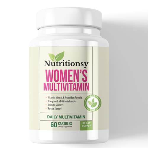 Nutritionsy Multivitamin for Women, Multivitamin/Multimineral Supplement with Iron, Vitamins D3, B and Antioxidants and Immune Support - 30 Days Supply - Nutritionsy